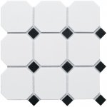 Octagon big White/Black Matt (CLA006) Керамическая мозаика Vidrepur